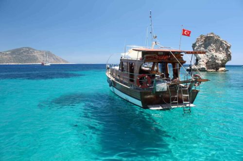 Guests enjoying a boat tour around Kaş coast